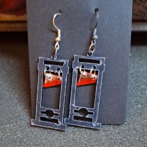 Black Frame Earrings with Red Accent